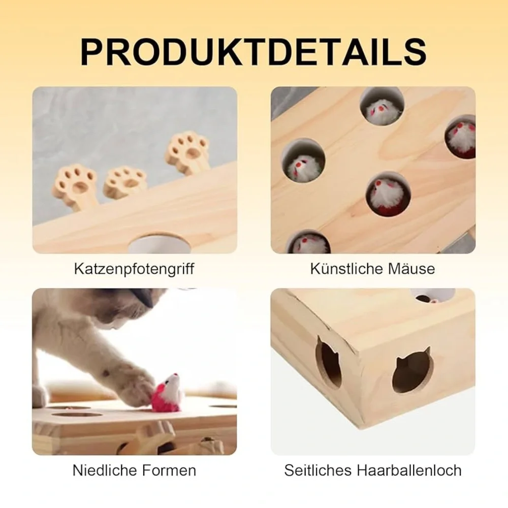 Interactive Wooden Cat Toy